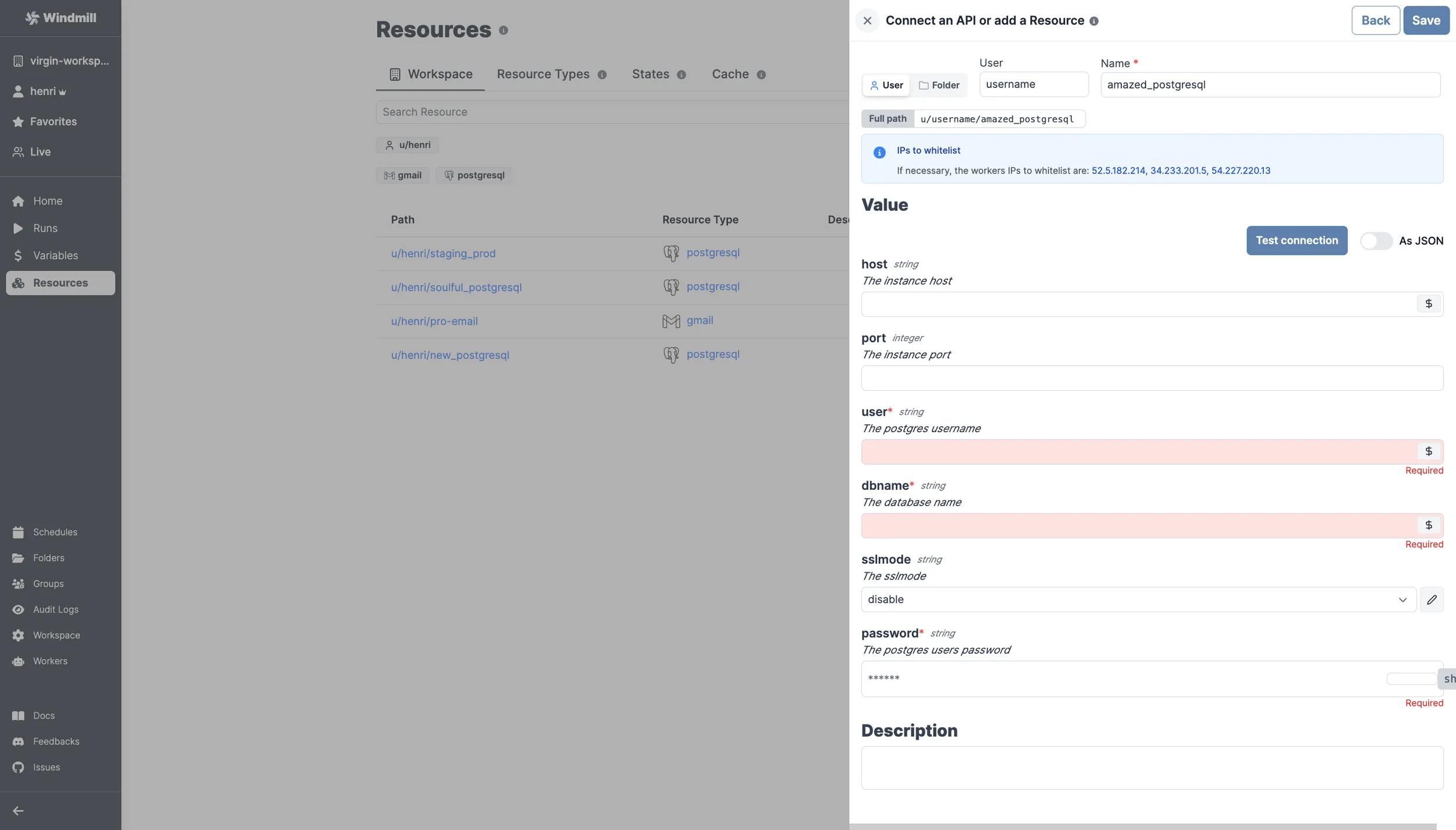 Resource given to a User Add User to Resource