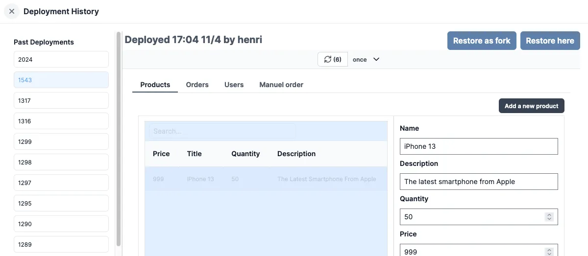 Deployement history Deployement history