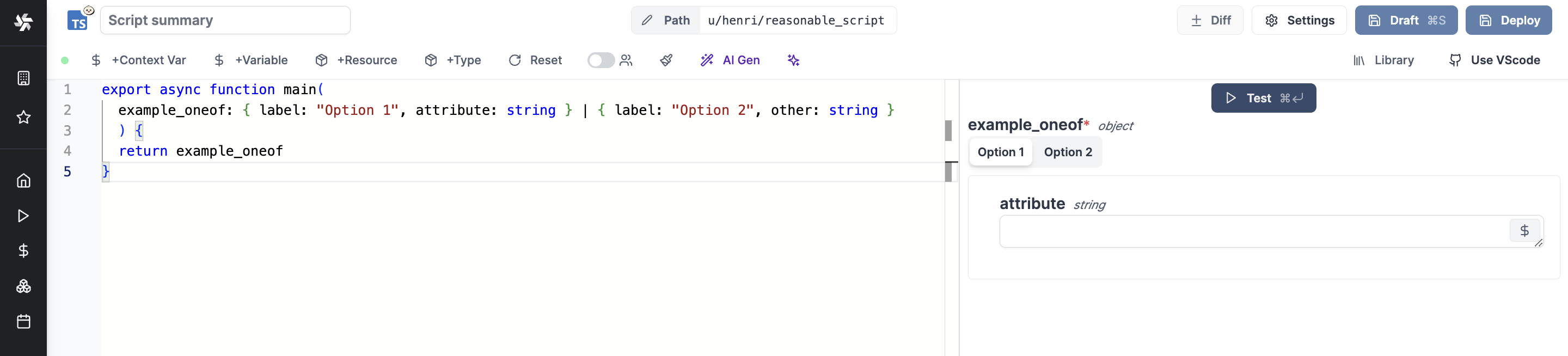 oneOf Script oneOf Script